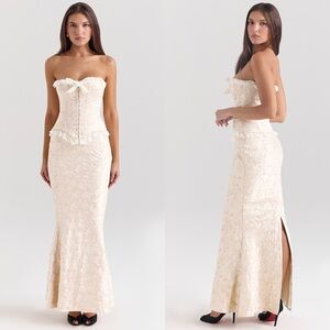 House of CB Cream Lace Strapless Maxi Skirt & Corset Set